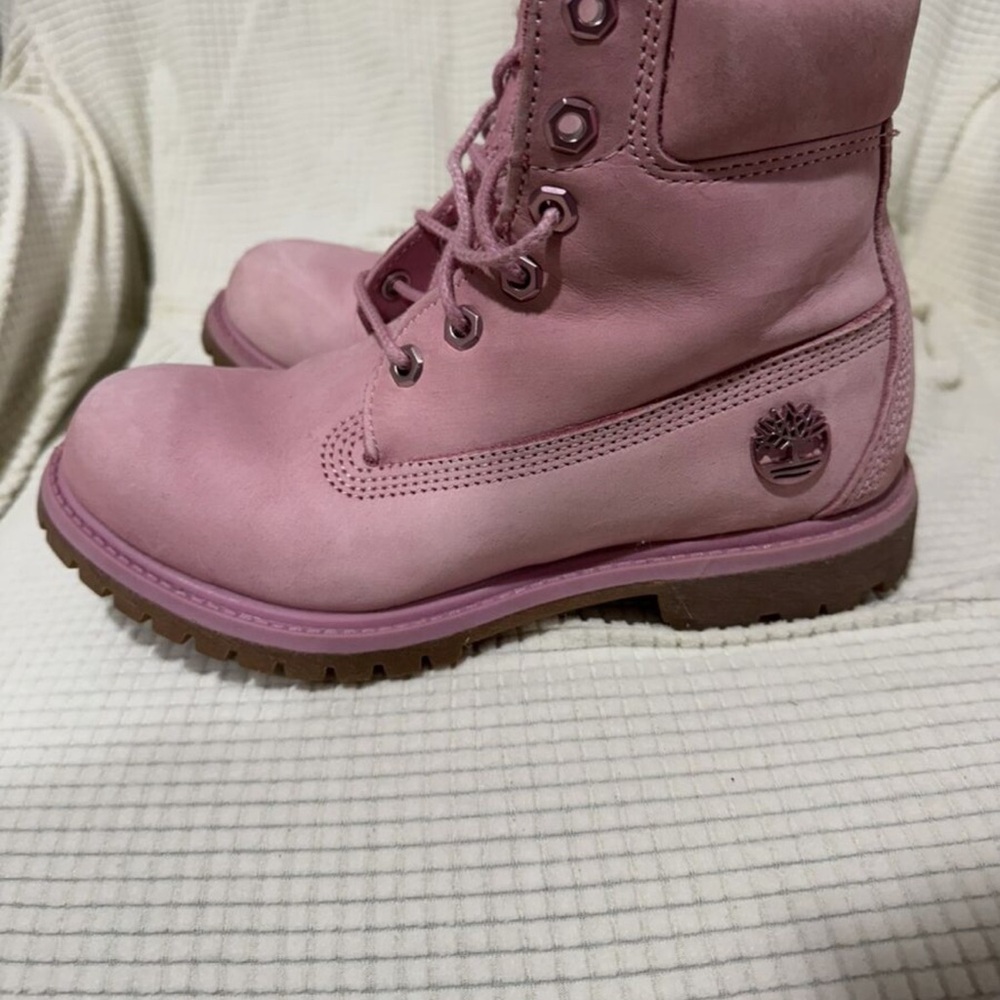 Pink Women's Timberland Boots - Size 7